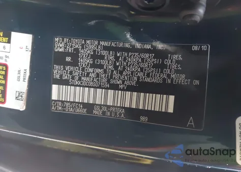 2011 Toyota Sienna Le V6 z USA, uszkodzony, nr VIN 5TDKK3DC0BS071594